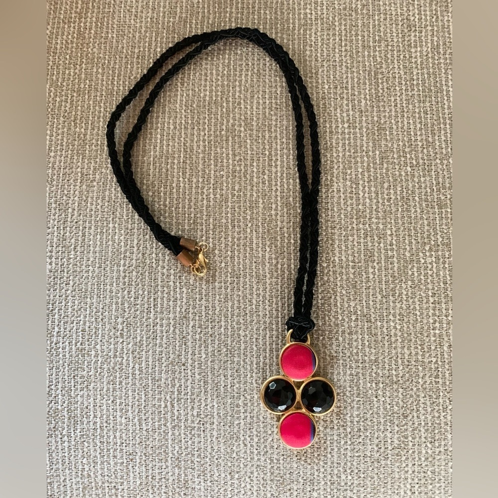Red and Black Medallion‎ Cord Necklace